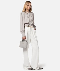 Cropped shirt in viscose georgette