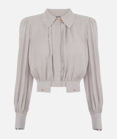 Camicia cropped in georgette di viscosa