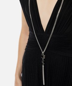 Red carpet dress in lurex jersey with necklace