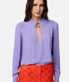 Viscose georgette shirt with accessory