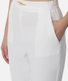 Pantalone dritto in crêpe con morsetto