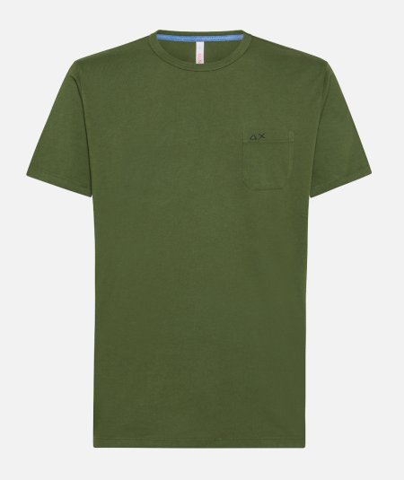 T-shirt Round Solid Pocket