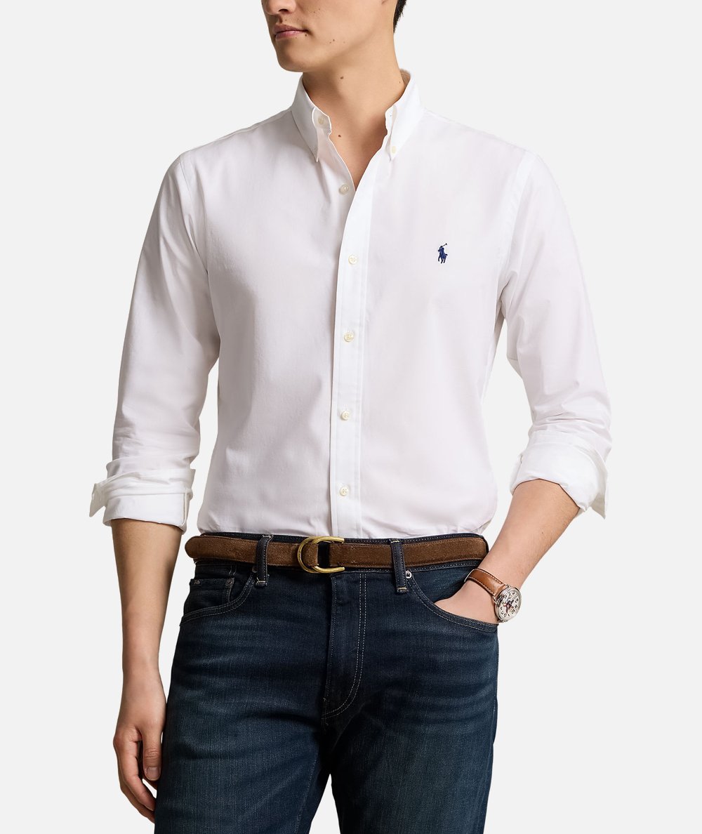 Striped stretch poplin shirt