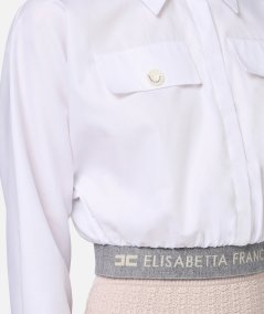 Camicia cropped in popeline con fascione