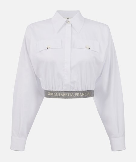 Camicia cropped in popeline con fascione