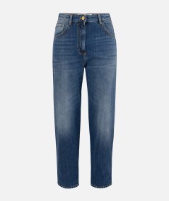 Jeans boyfriend in cotone stretch con risvolto