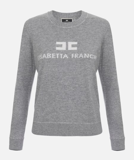 Pullover in misto cashmere con logo