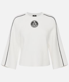 Maglia cropped in viscosa con patch logo