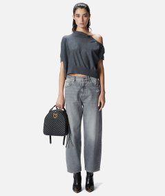 Jeans egg-fit color grigio chiaro