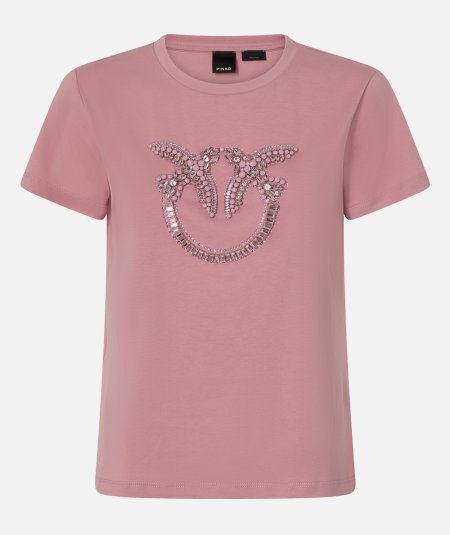 T-shirt con ricamo logo Love Birds in cristalli - Duepistudio ***** Abbigliamento, Accessori e Calzature | Uomo - Donna