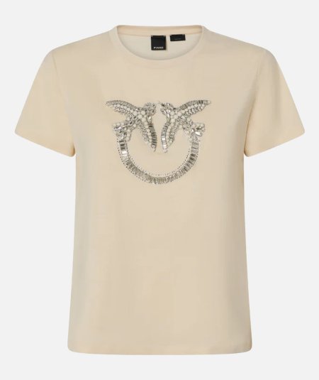 T-shirt con ricamo logo Love Birds in cristalli - Duepistudio ***** Abbigliamento, Accessori e Calzature | Uomo - Donna