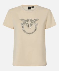 T-shirt con ricamo logo Love Birds in cristalli