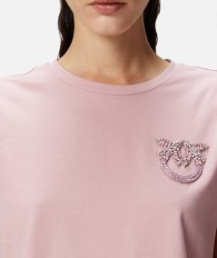 T-shirt maniche corte con ricamo gioiello Love Birds