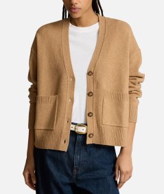 Cardigan scollo a V lana e cashmere