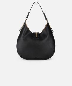 Borsa hobo grande in materiale effetto pelle con zip