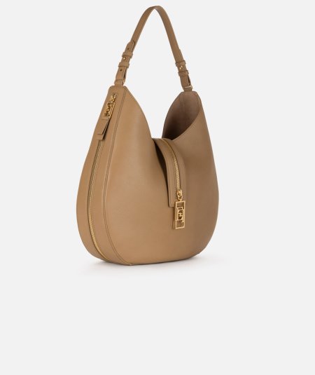 Borsa hobo grande in materiale effetto pelle con zip