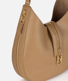 Borsa hobo grande in materiale effetto pelle con zip