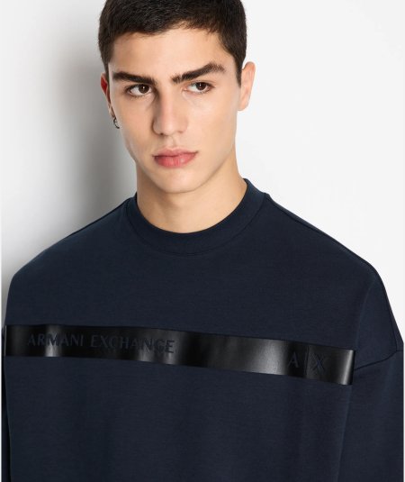 Crew-neck sweatshirt with Armani Sustainability Values logo band