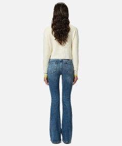 Comfort blue denim flared jeans