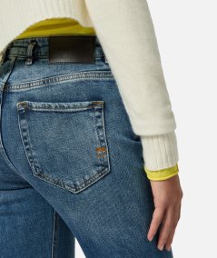 Comfort blue denim flared jeans