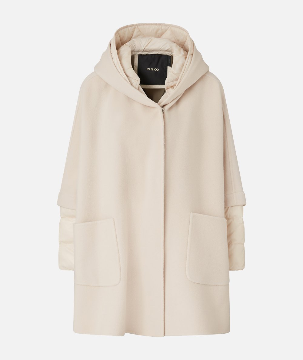 Short Cape Coat with Padded Down Jacket