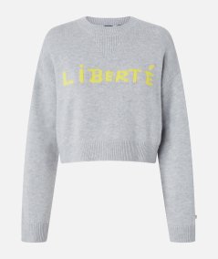 Wool sweater with Liberté writing