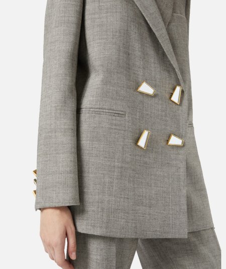 Cool wool blazer with geometric buttons