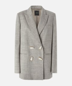 Cool wool blazer with geometric buttons