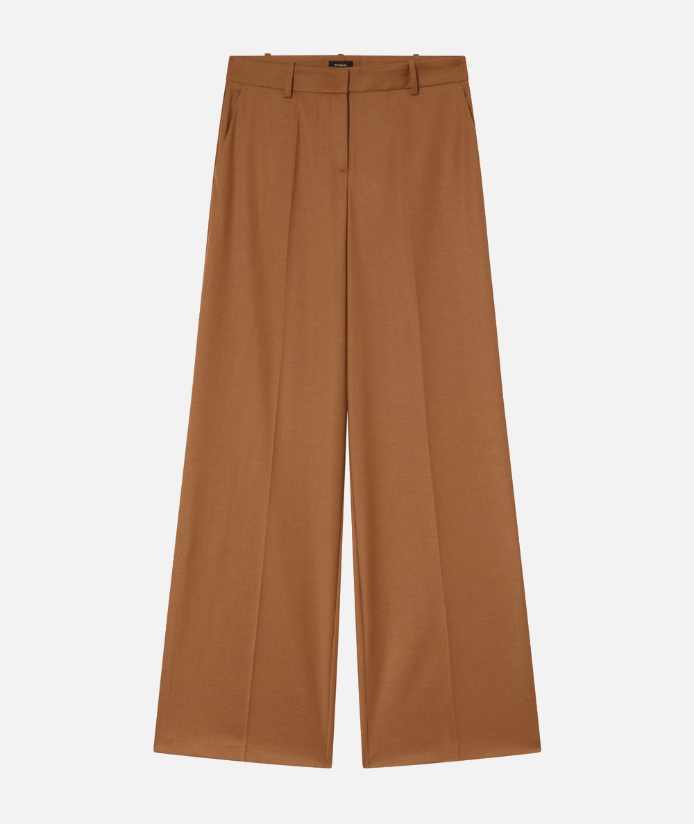 Pantaloni palazzo in flanella lana stretch