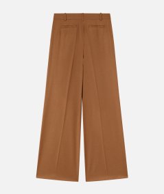 Pantaloni palazzo in flanella lana stretch