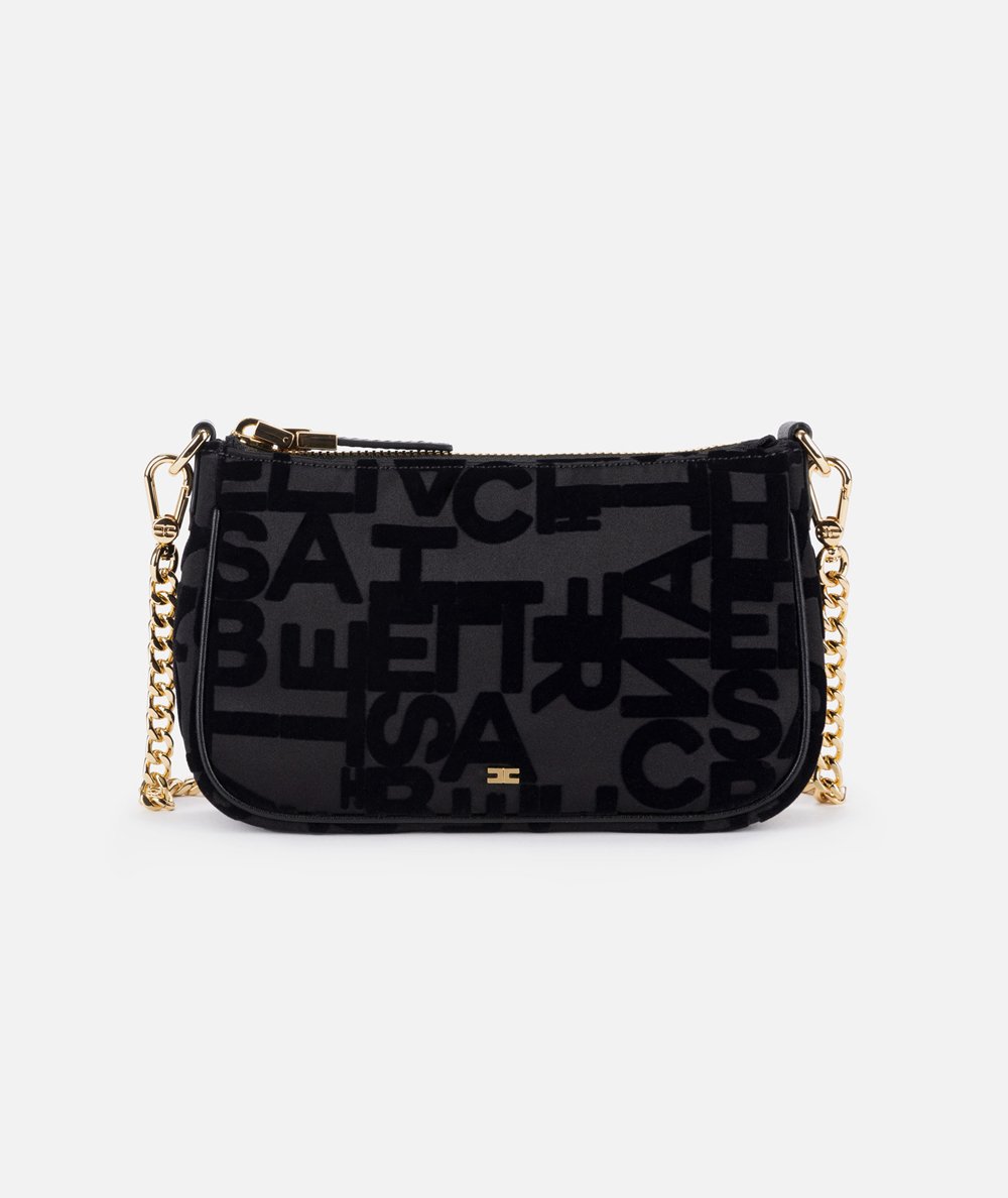 Lettering clutch bag with shoulder strap