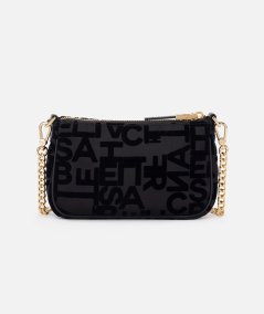 Lettering clutch bag with shoulder strap