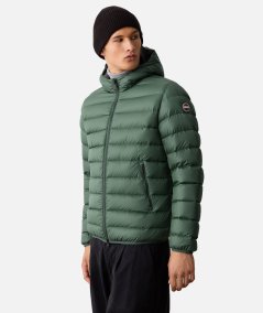 Sports down jacket with fixed hood