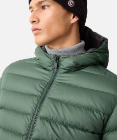 Sports down jacket with fixed hood