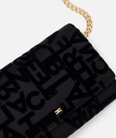 Lettering satin shoulder bag