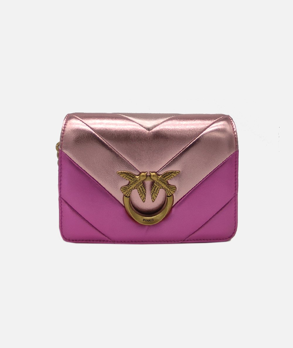 Borsa mini a tracolla trapuntata degradè metallizzata Love Bag Click