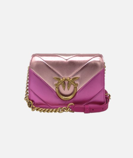 Borsa mini a tracolla trapuntata degradè metallizzata Love Bag Click