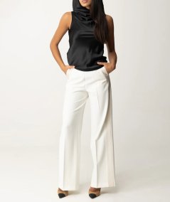 Top con cappuccio in satin di seta stretch