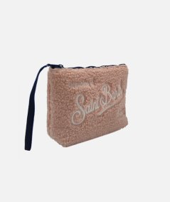 Pochette teddy Aline con ricamo logo