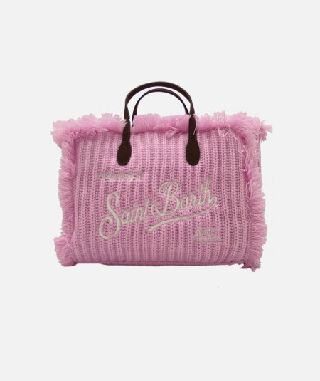 Borsa Colette in maglia a coste rosa con ricamo del logo - Duepistudio ***** Abbigliamento, Accessori e Calzature | Uomo - Donna