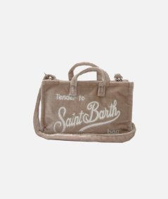 Borsa per telefono in ciniglia beige con ricamo del logo Saint Barth