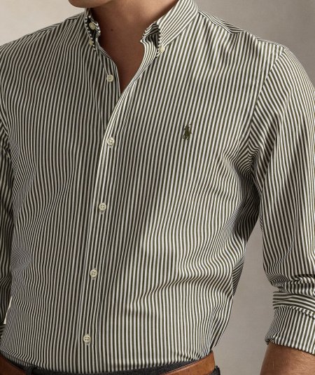 Camicia slim fit in popeline stretch a righe