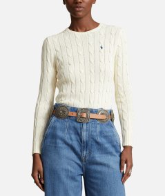 Cotton cable crew neck sweater