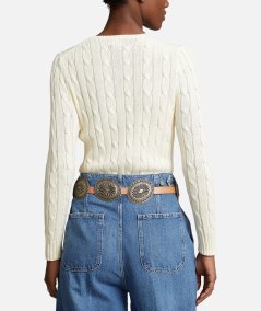 Cotton cable crew neck sweater