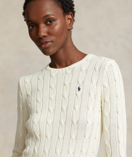 Cotton cable crew neck sweater