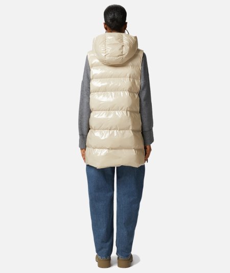 Padded sleeveless down jacket with hood