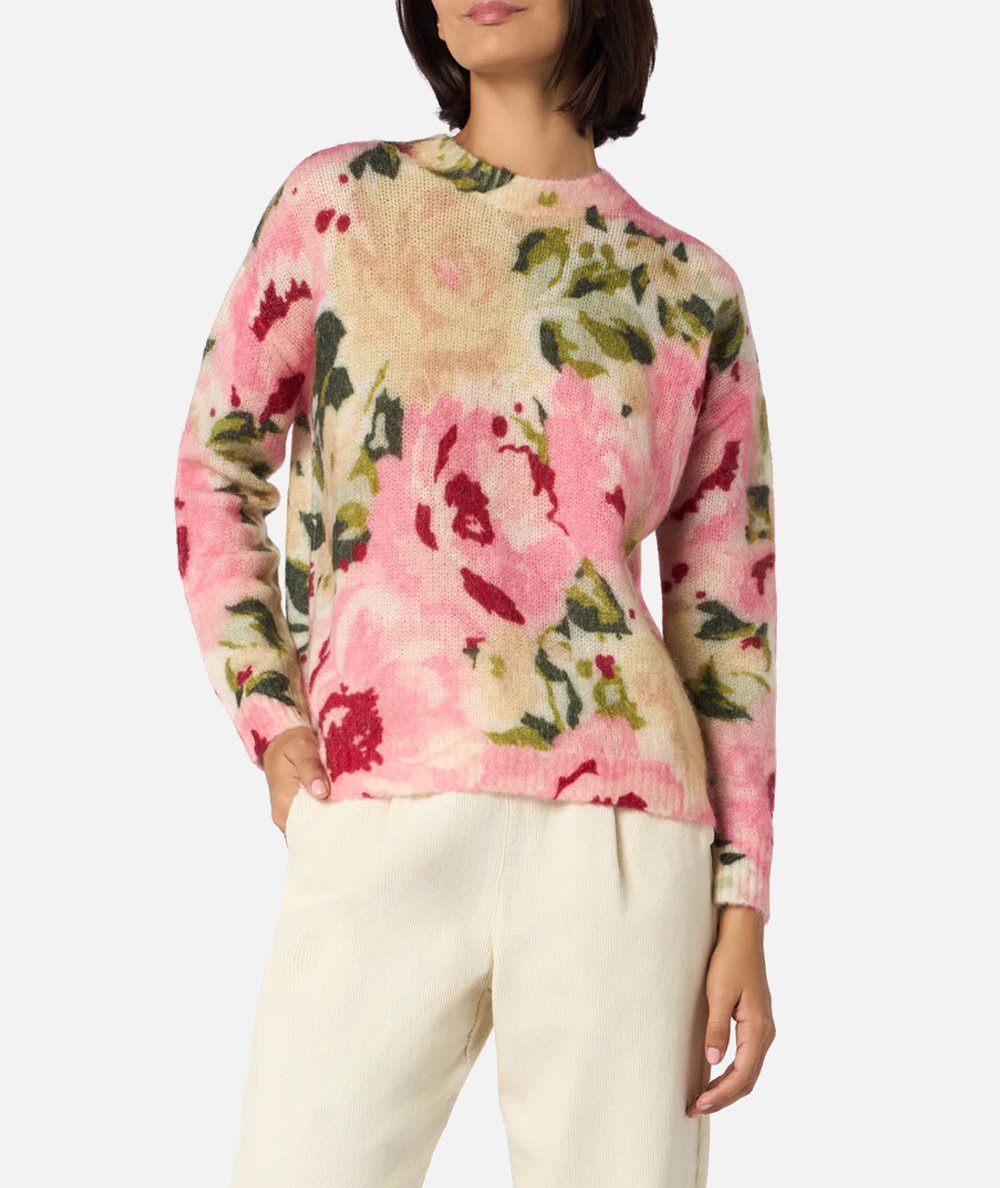 Louise Women's Cashmere Blend Peony Print Sweater