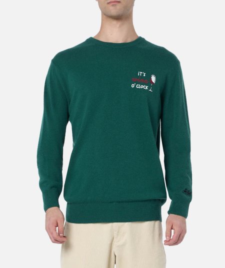 Heron green embroidered sweater - Duepistudio ***** Abbigliamento, Accessori e Calzature | Uomo - Donna