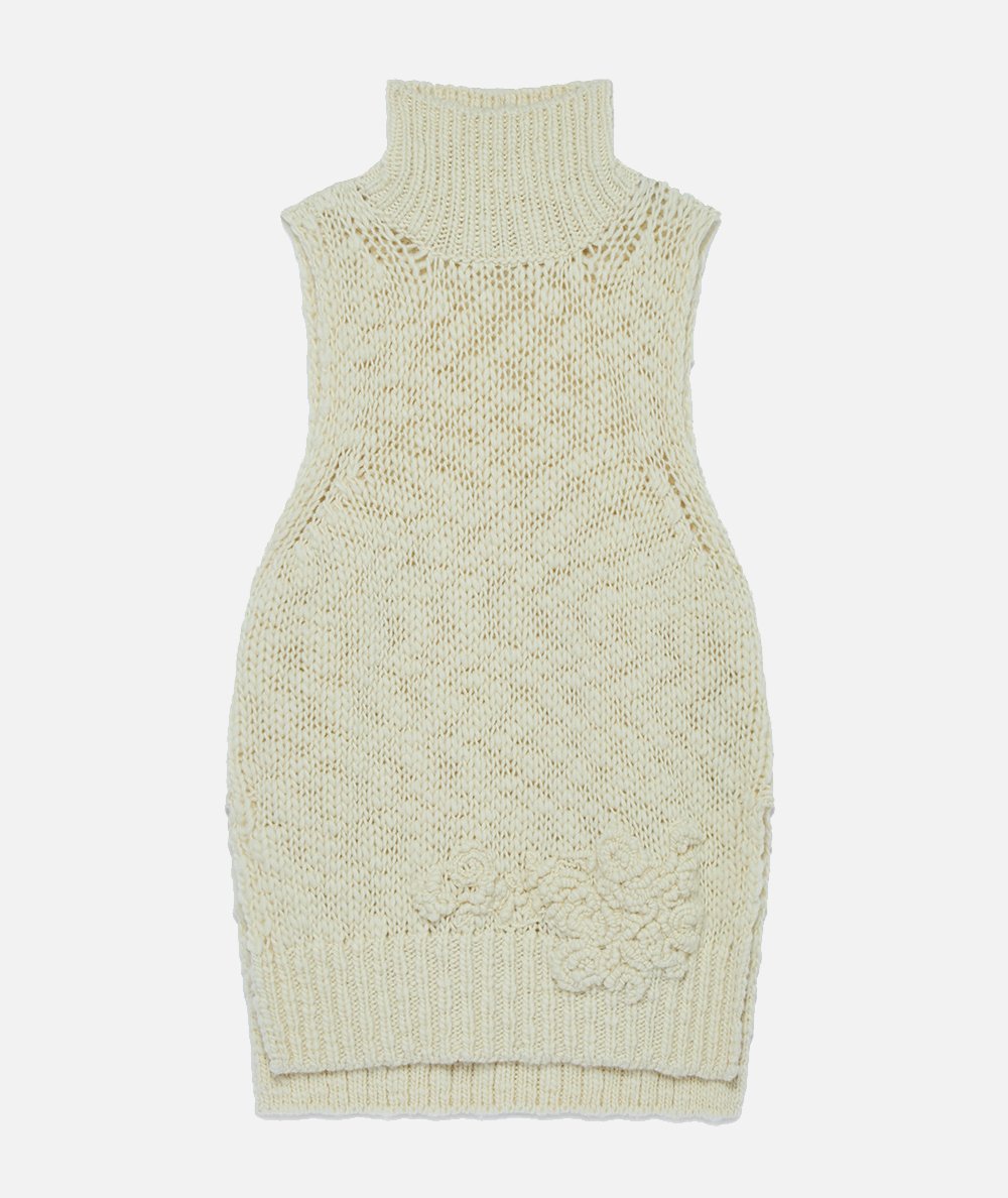 Embroidery Slub Wool Sleeveless Top