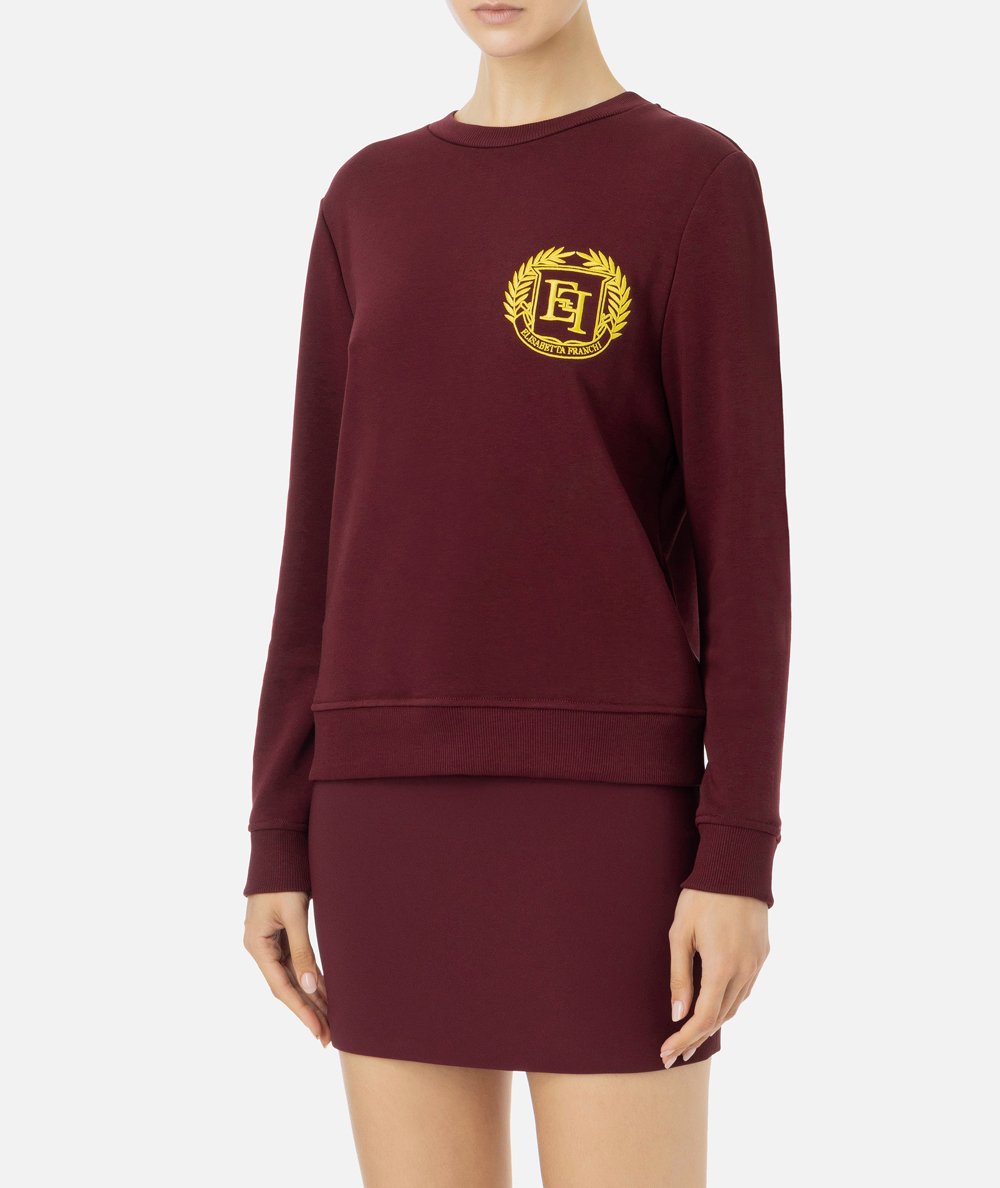 Cotton sweatshirt with coat of arms embroidery